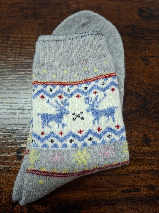 Nordic Moose Socks in Wool Unisex - Merino wool socks 35-42: MIx / S