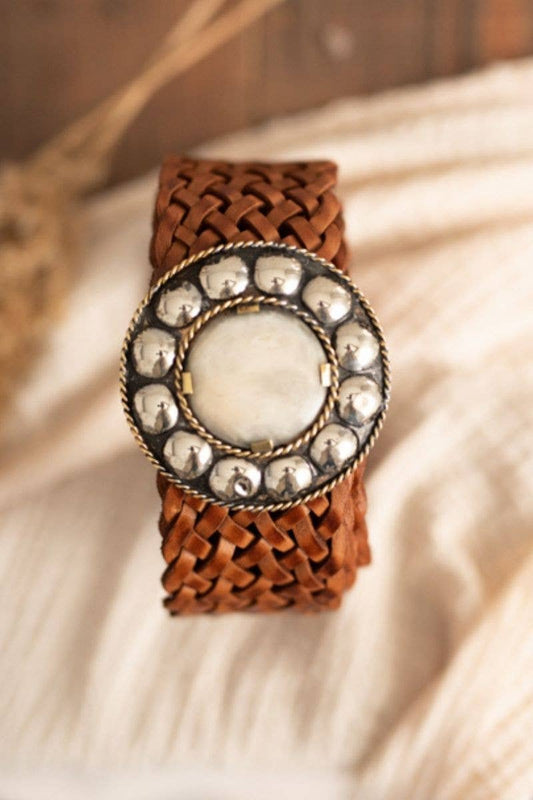 WIDE BROWN LEATHER BELT MARTE
