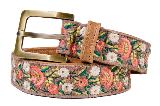 Skagit - Embroidered Belt Size 90 Brown Base: MULTICOLORE / PELLE, COTONE