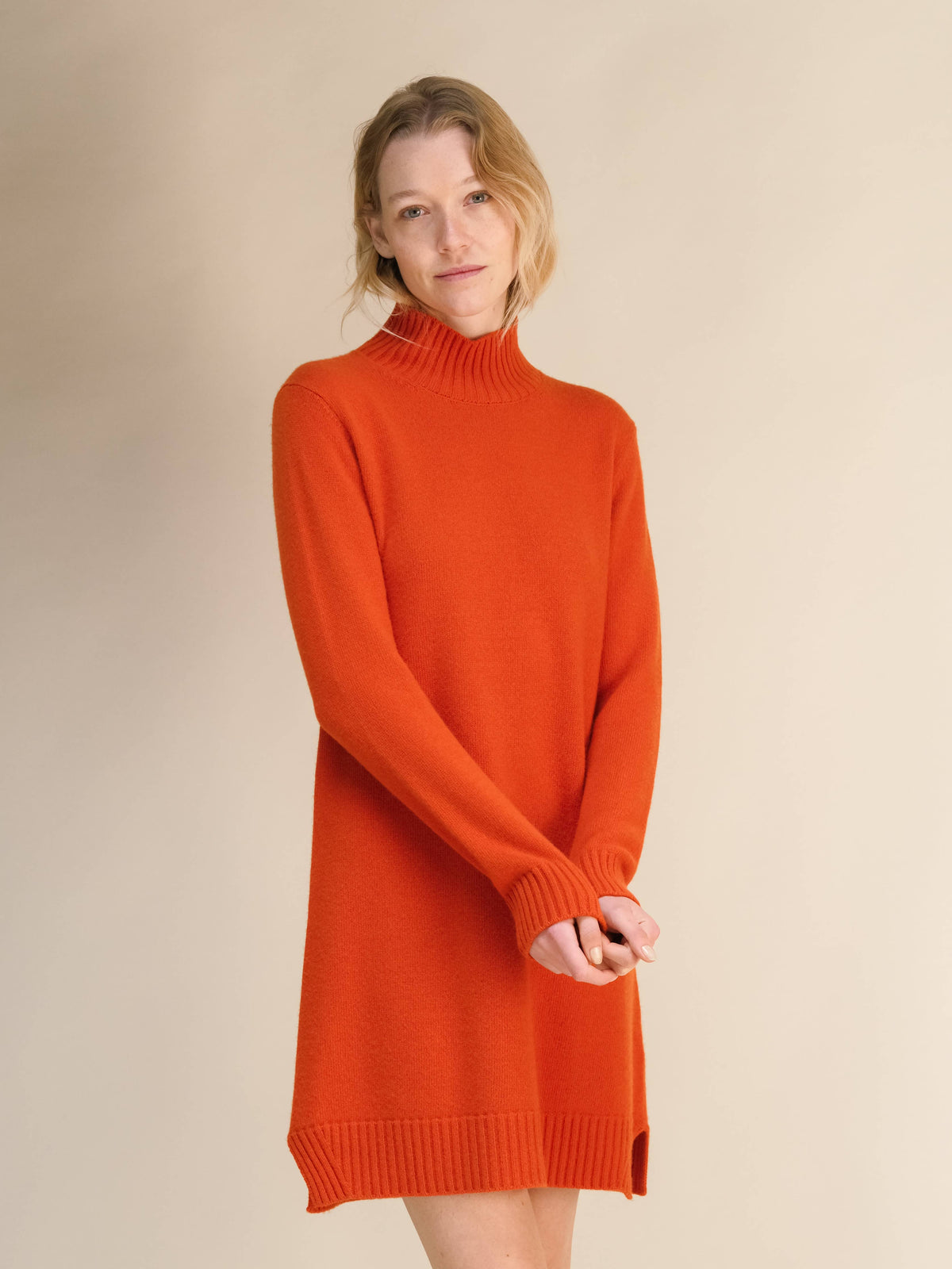 Abito midi collo alto Lèmme in cashmere mix, rosso, taglia M