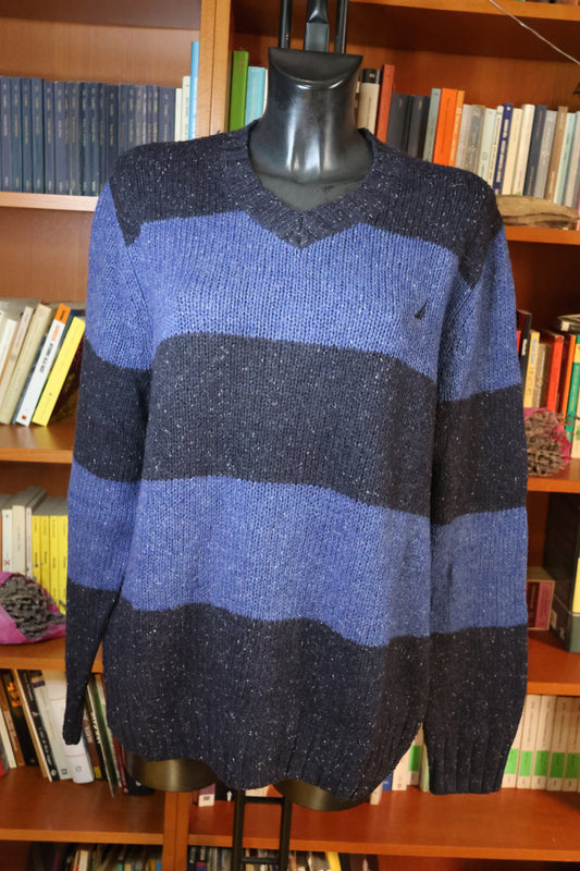 Maglione blu bicolore