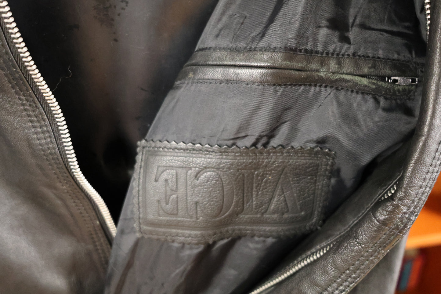 Black long leather jacket