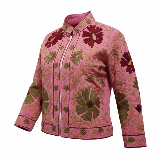 Cotton Suzani Jacket - Pink