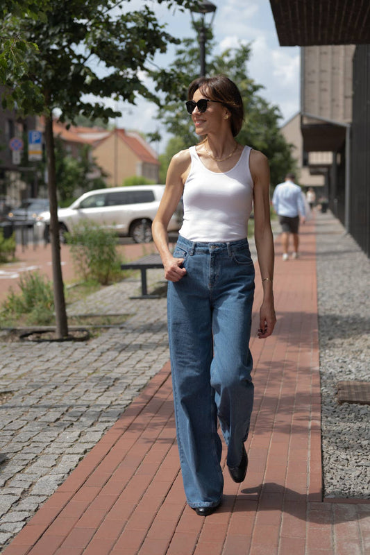 Jeans Harlem CAPSULE a gamba larga in denim di cotone, blu, taglia M