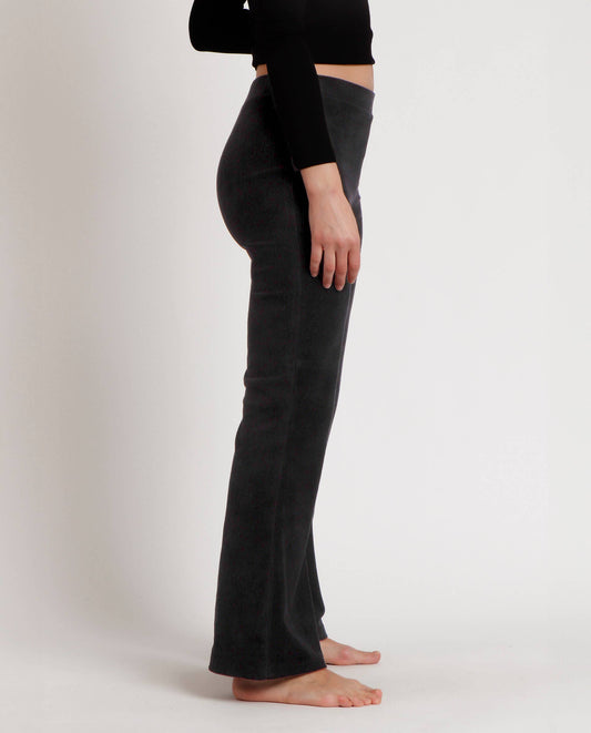 CORDUROY STRETCH FLARE TROUSERS: BLACK / L
