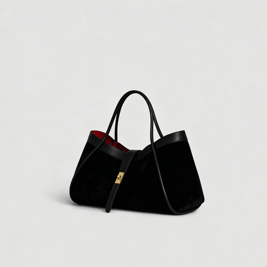 Medium suede bag in real leather Made in Italy 34x20x15: Sable