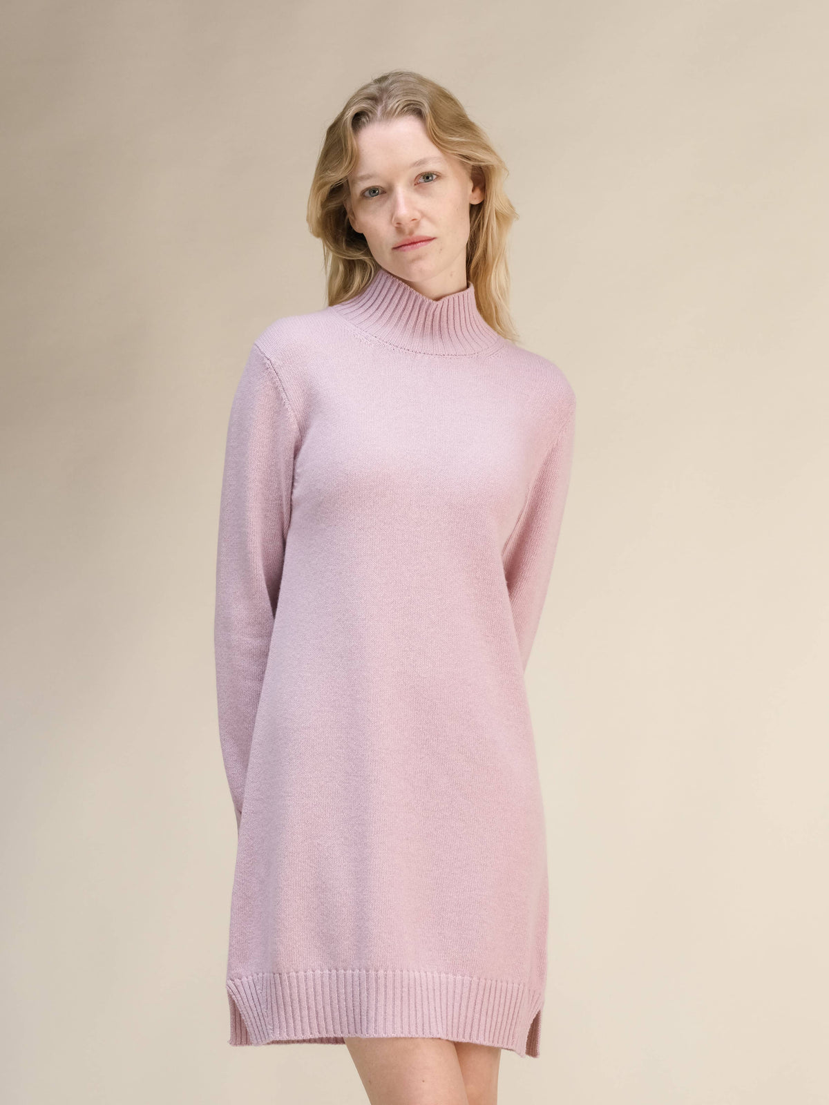 Abito midi collo alto Lèmme in cashmere mix, beige, taglia M