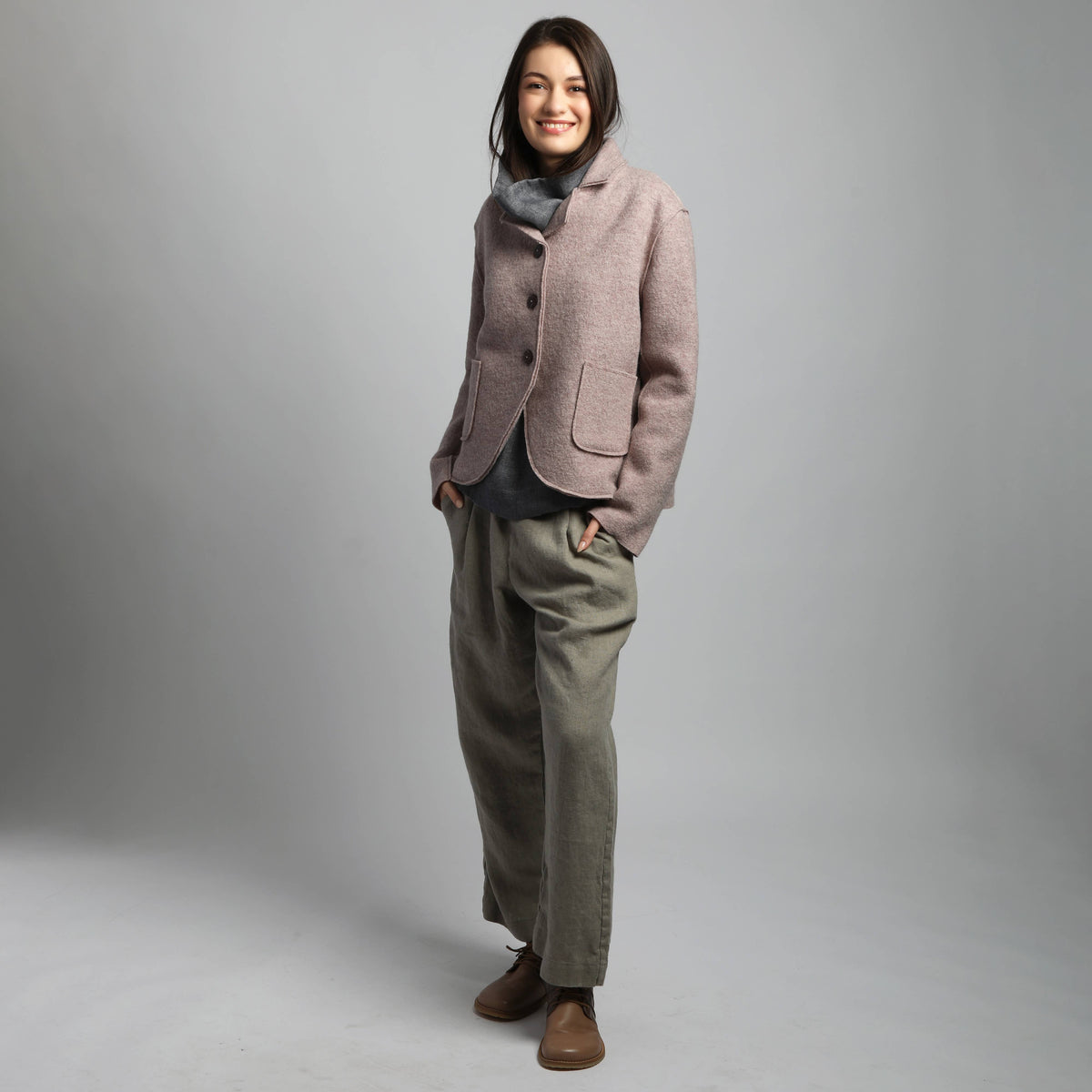 Blazer QUINN Knotium in lana cotta, sabbia melange