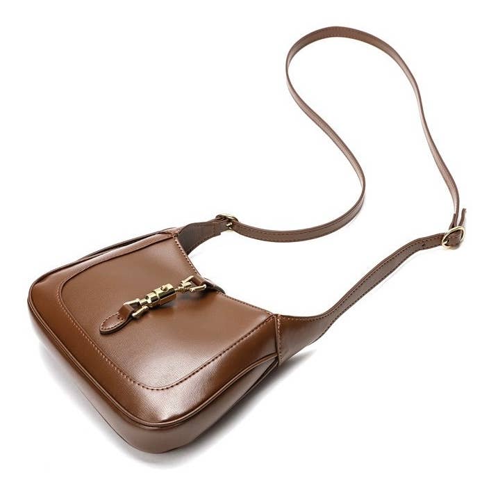 Genuine Leather Saddle Hand Shoulder Bag: Black / Large