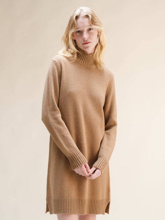 Abito midi collo alto Lèmme in cashmere mix, beige, taglia M