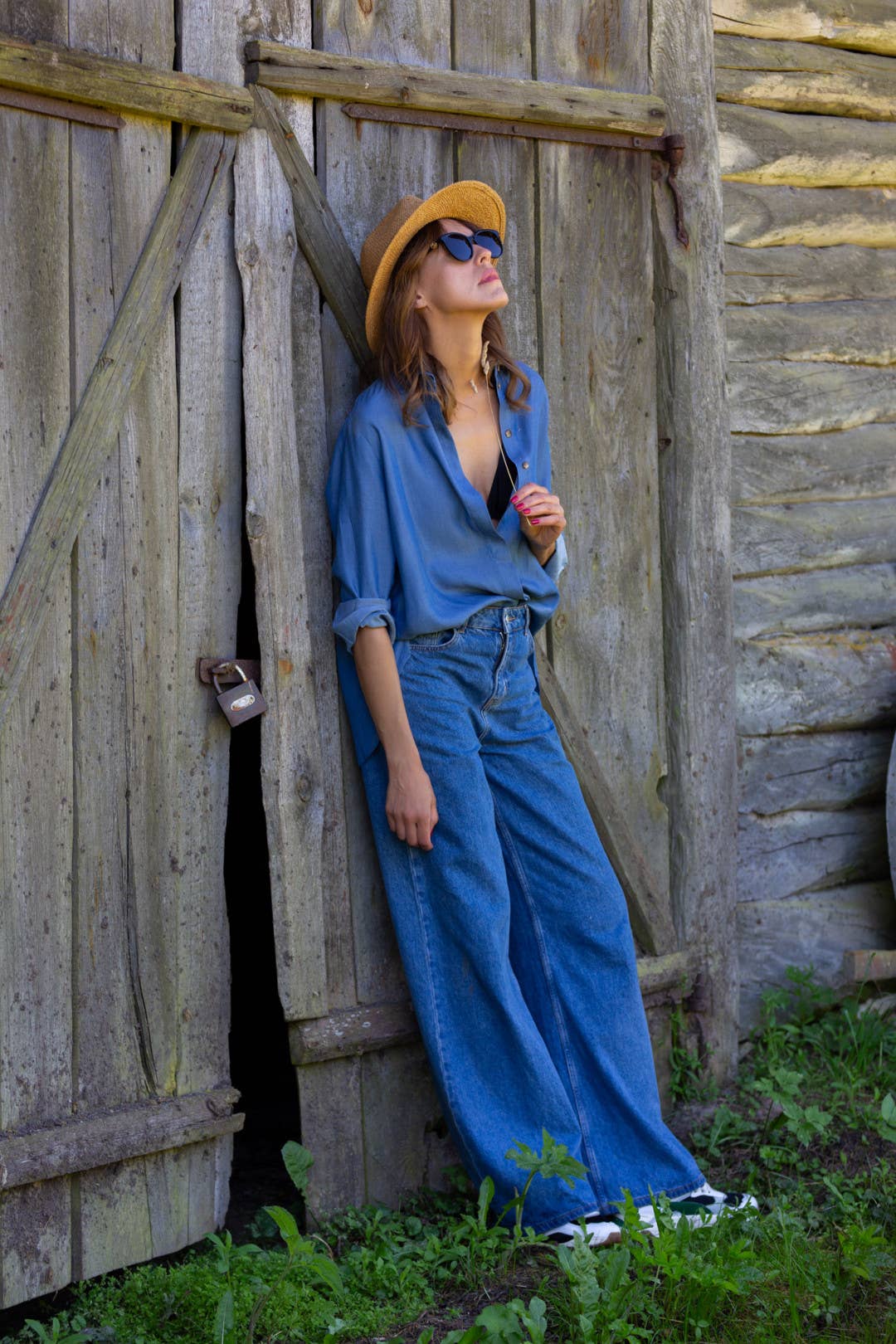 Jeans Harlem CAPSULE a gamba larga in denim di cotone, blu, taglia M