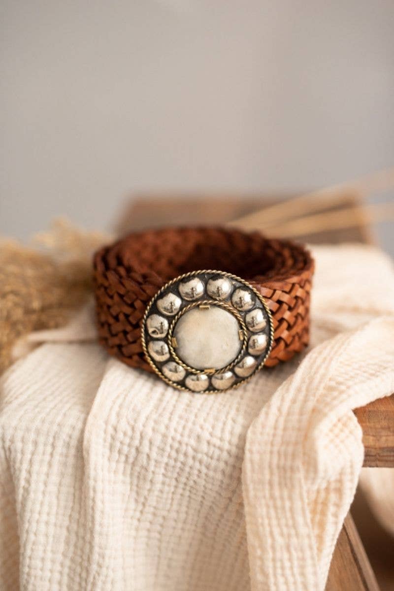 WIDE BROWN LEATHER BELT MARTE