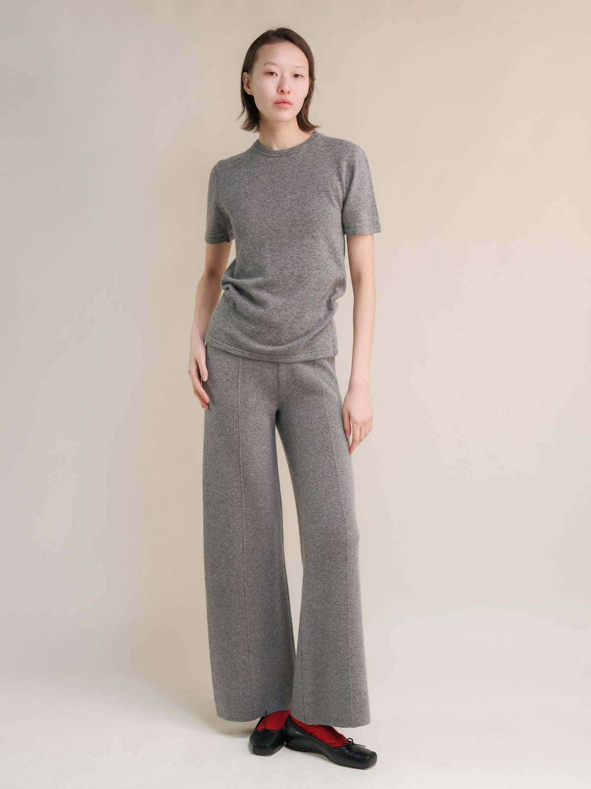 Pantaloni gamba larga Lèmme in cashmere mix, grigio acciaio, taglia L