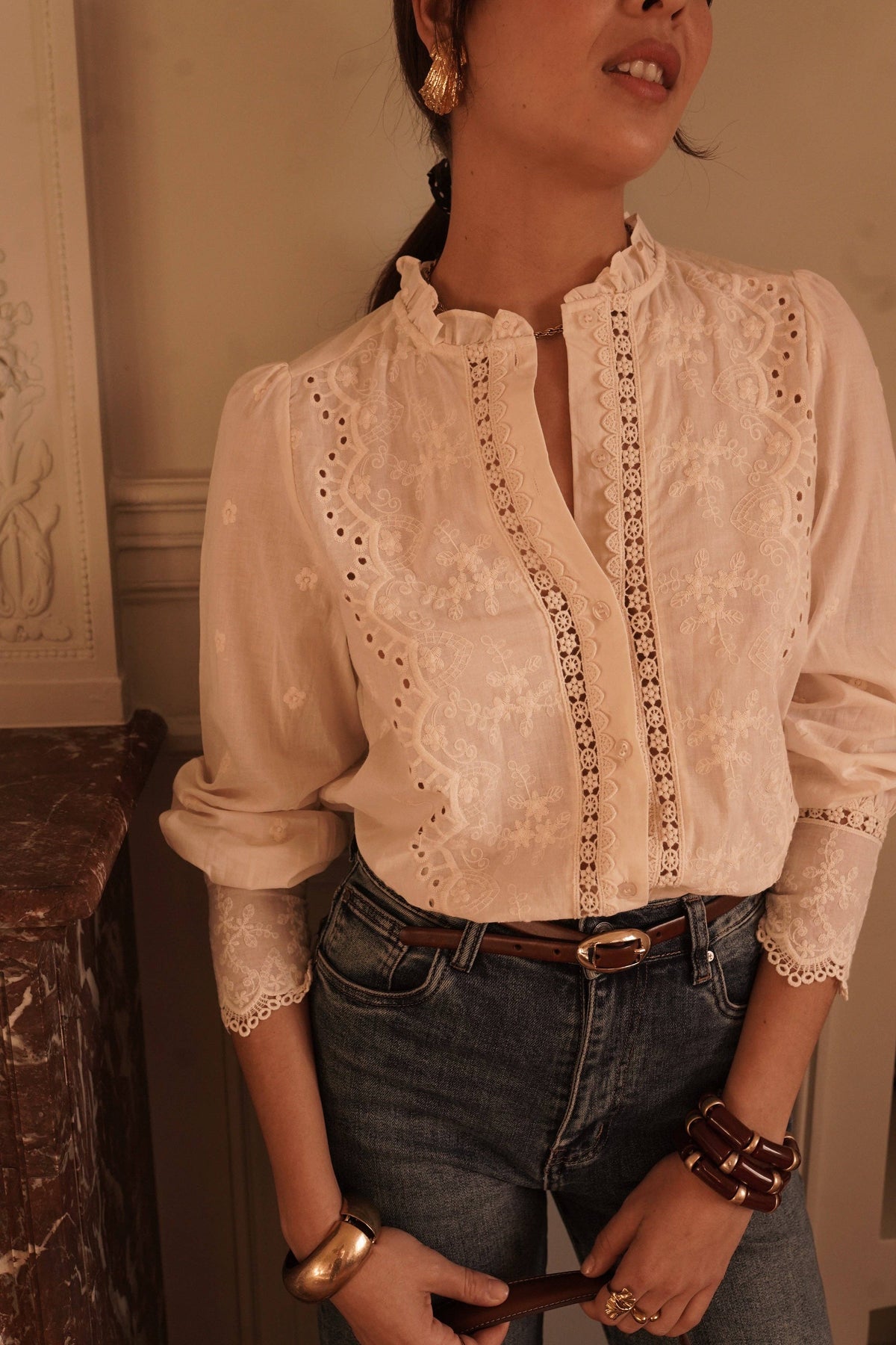 Blandine shirt: Blanc / M