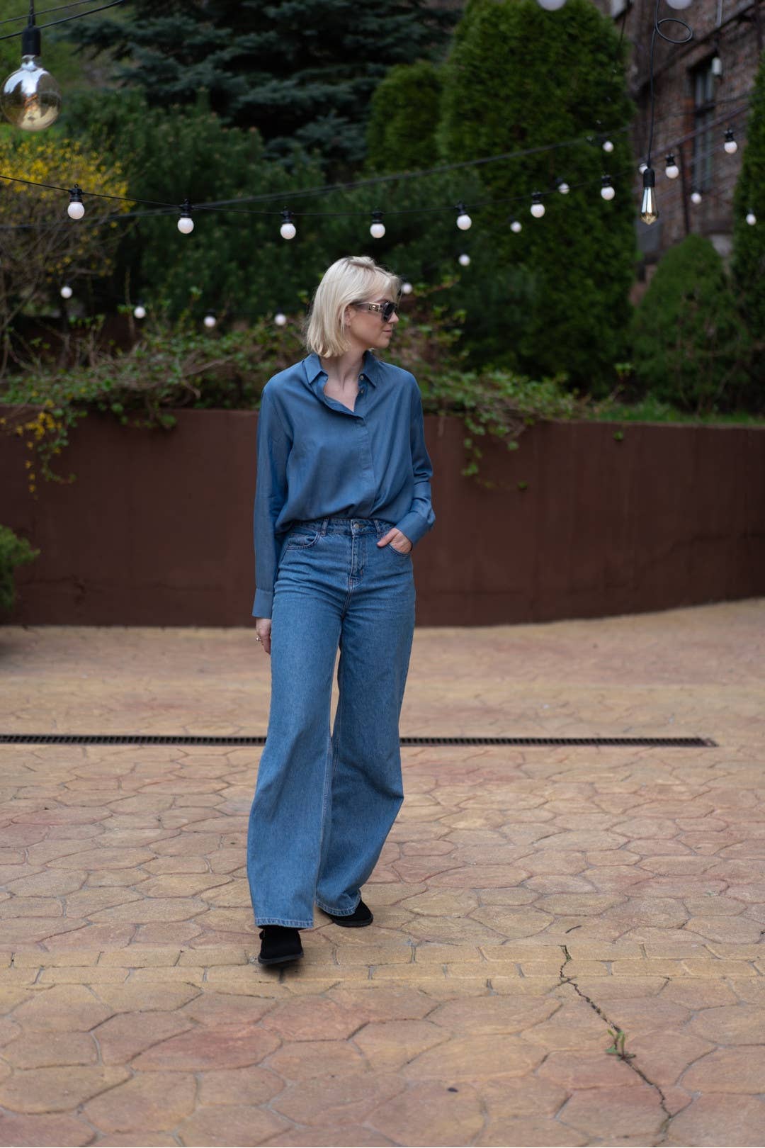 Jeans Harlem CAPSULE a gamba larga in denim di cotone, blu, taglia S