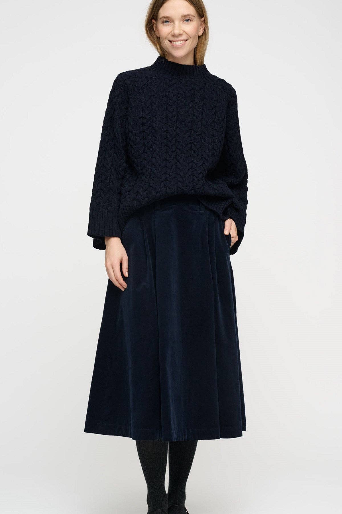 Poem skirt corduroy: Dark navy / L