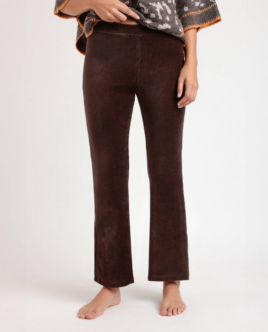 CORDUROY STRETCH FLARE TROUSERS: CHOCOLATE / L