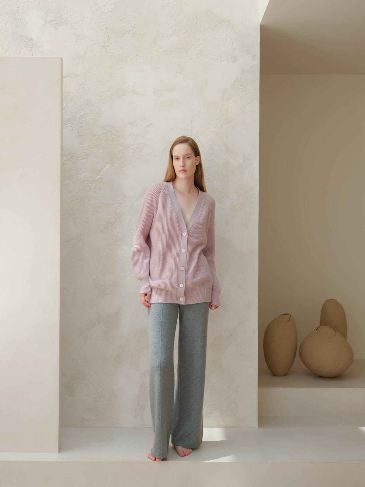 Pantaloni gamba larga Lèmme in cashmere mix, grigio acciaio, taglia L