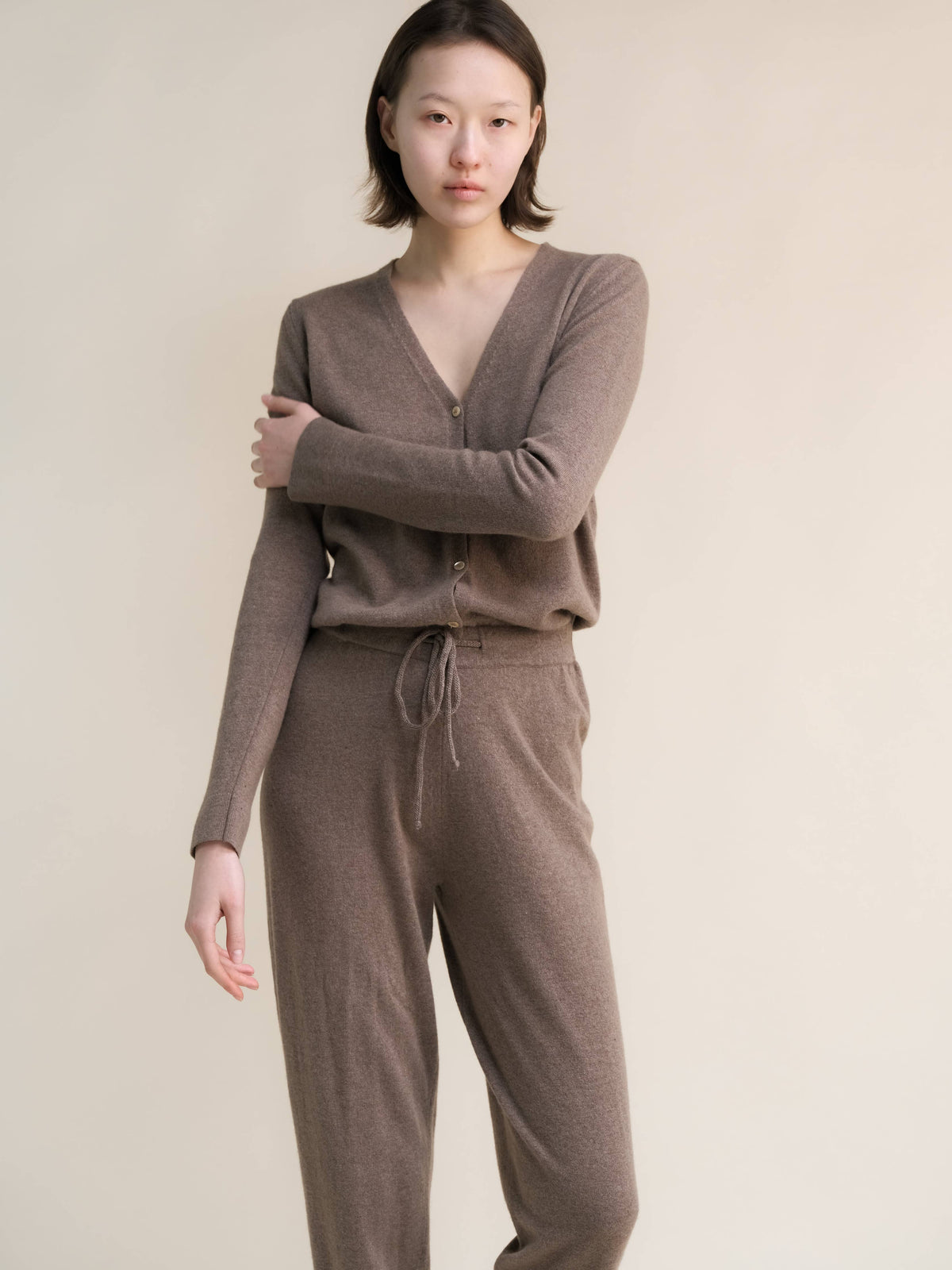 Tuta Lèmme in cashmere mix, color castagna, taglia S