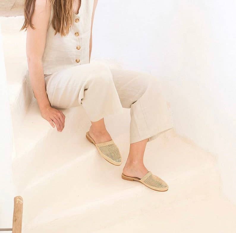 Sandali in rafia fatti a mano in Marocco, sandali boho in rafia: 7 US