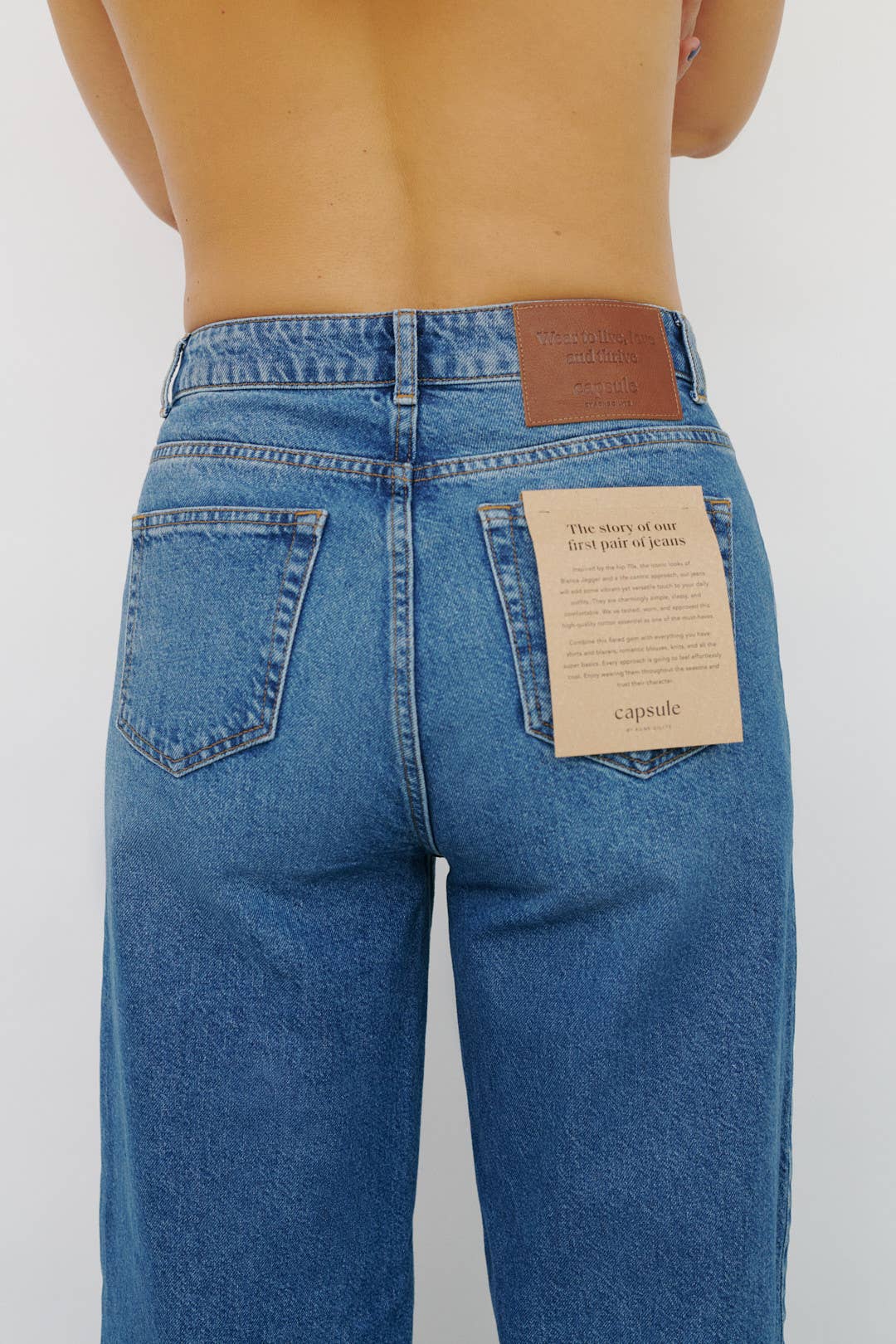 Jeans Harlem CAPSULE a gamba larga in denim di cotone, blu, taglia L
