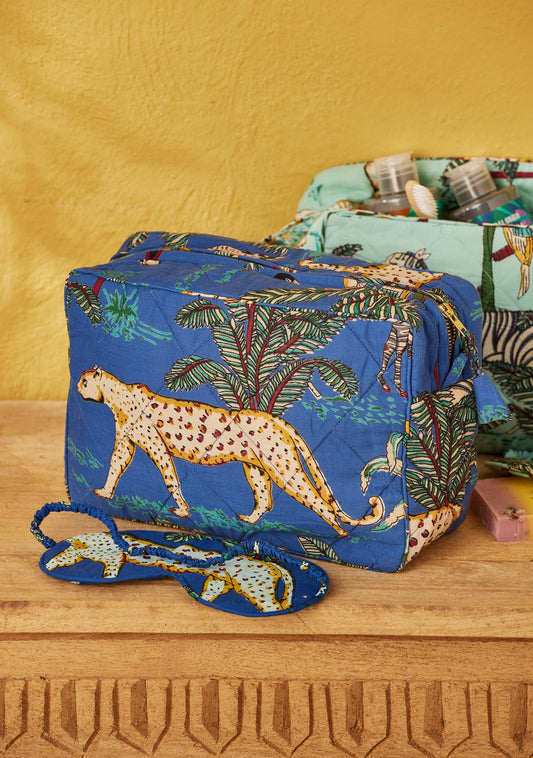 Beauty case con stampa giungla: blu (BL)