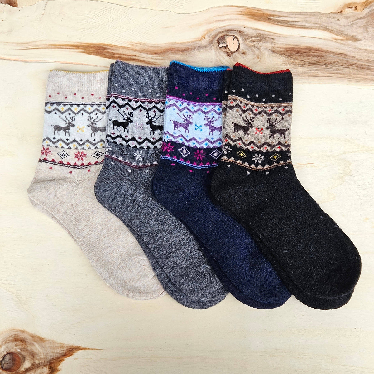 Nordic Moose Socks in Wool Unisex - Merino wool socks 35-42: MIx / S