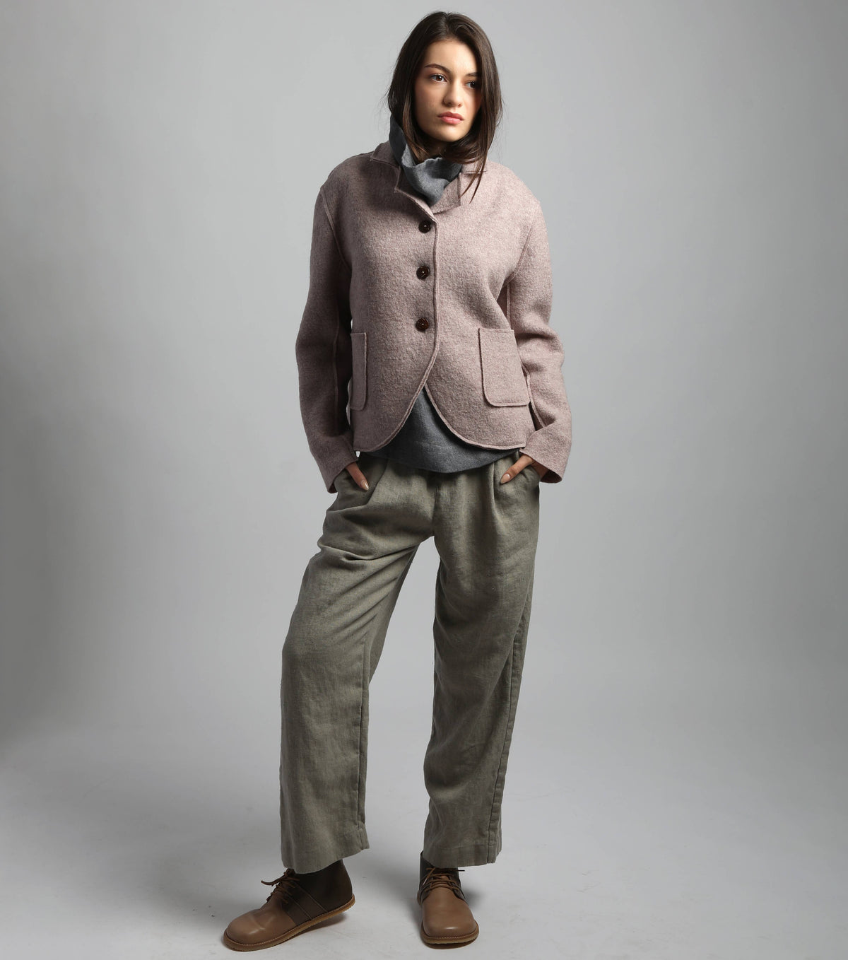 Blazer QUINN Knotium in lana cotta, sabbia melange