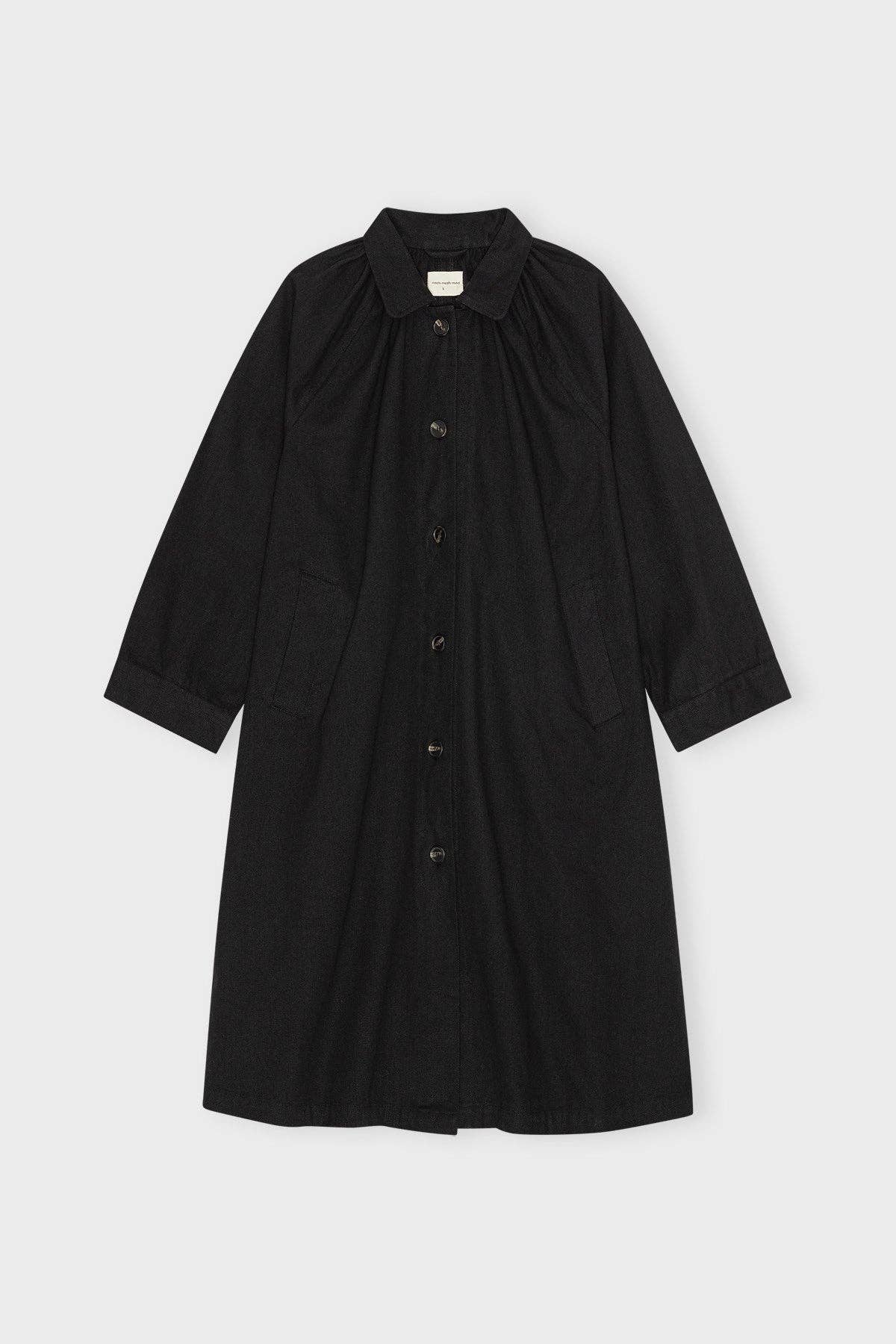 Cappotto lungo Eloise moshi moshi mind in tela di cotone biologico, nero, taglia M