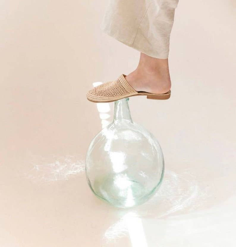 Sandali in rafia fatti a mano in Marocco, sandali boho in rafia: 39 US