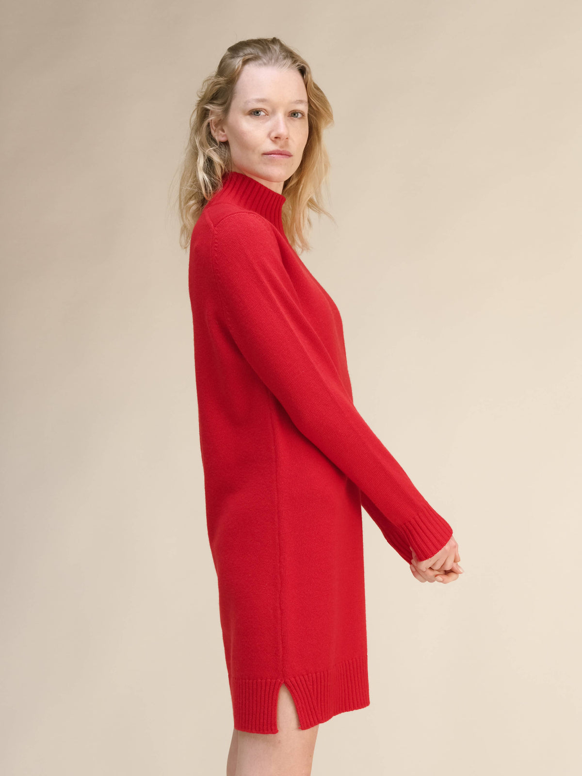 Abito midi collo alto Lèmme in cashmere mix, rosso, taglia M