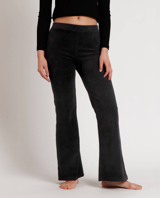 CORDUROY STRETCH FLARE TROUSERS: CHOCOLATE / L