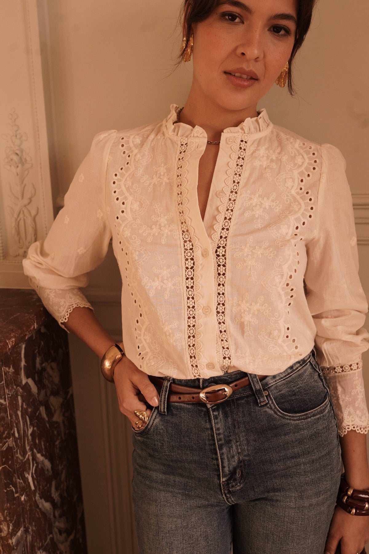 Blandine shirt: Blanc / M