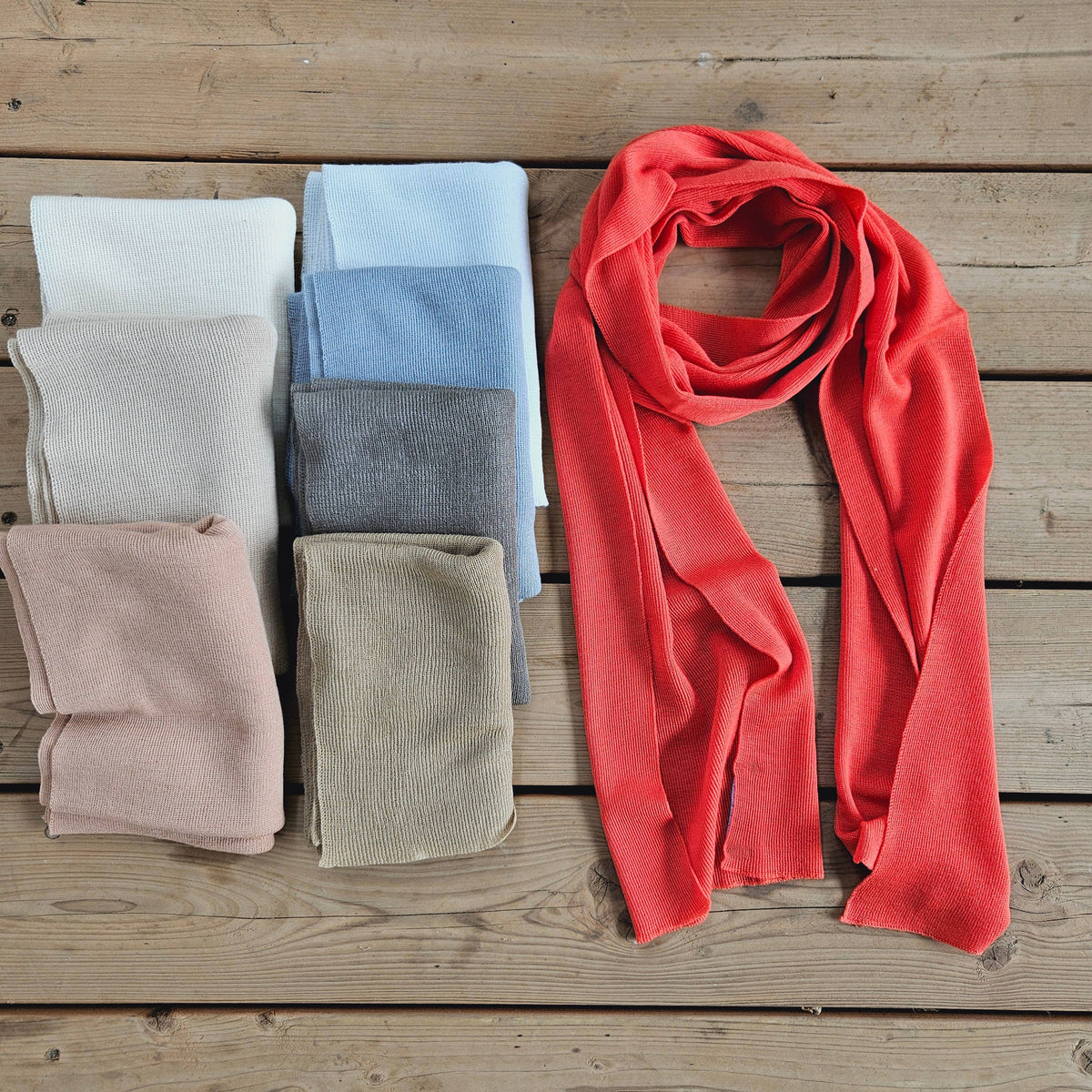 100% Merino wool scarf for men or women - Unisex beige wool: Off-White