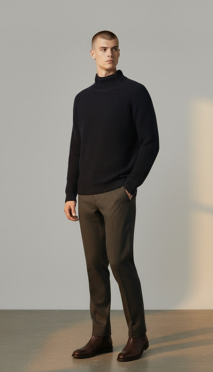 Maglione unisex in 100% lana riciclata, blu scuro