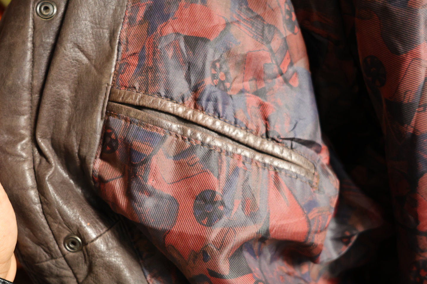 Brown leather bomber