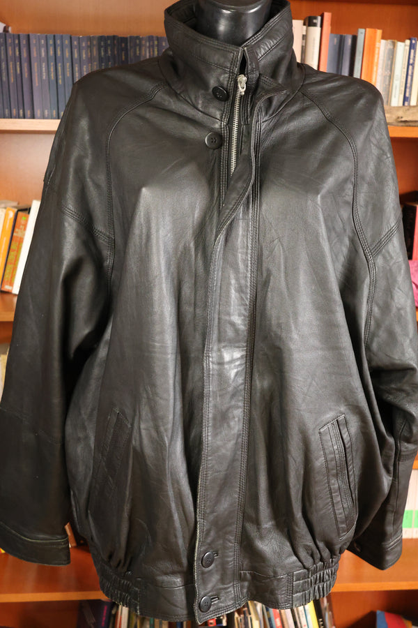 Black long leather jacket