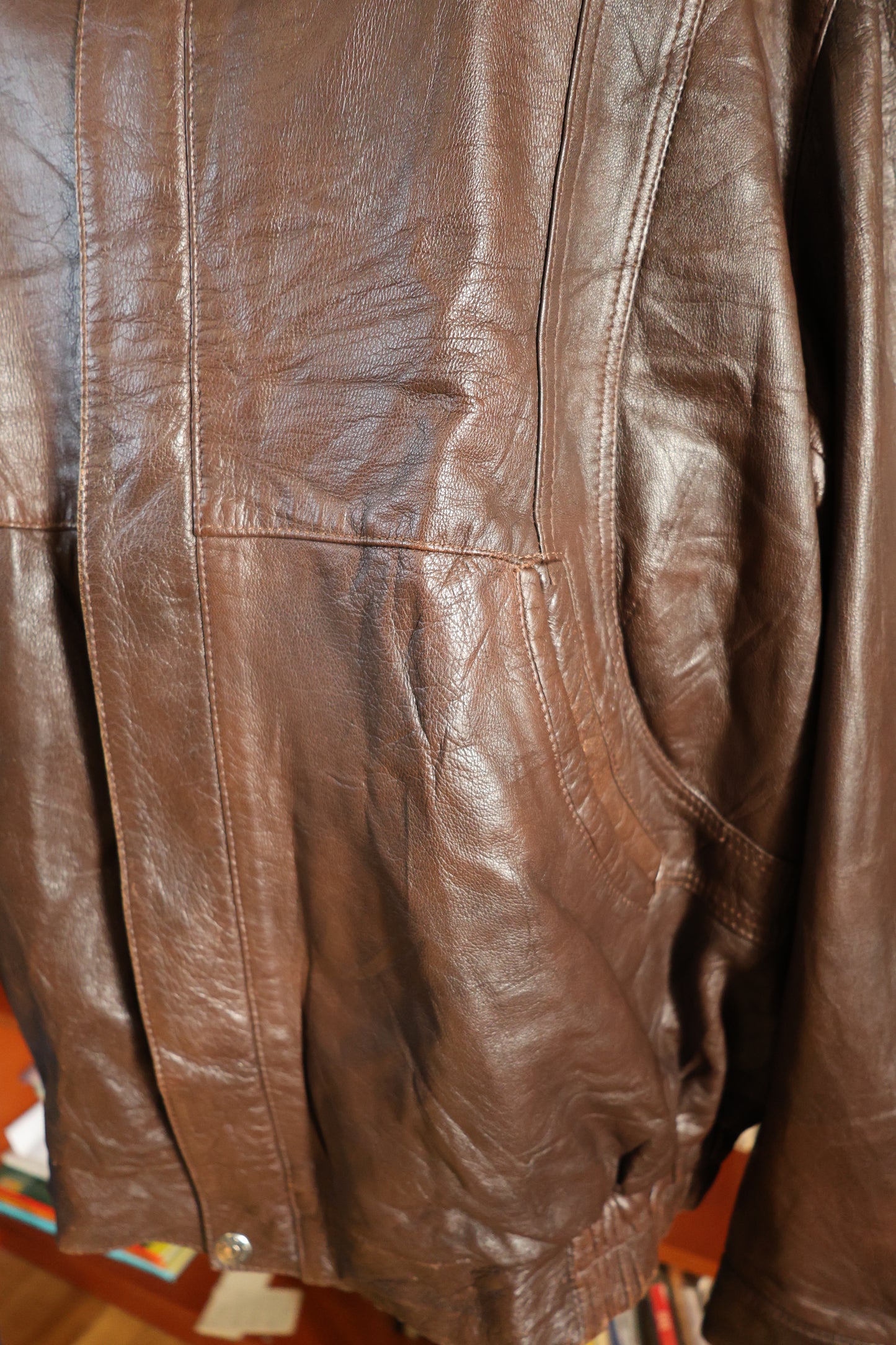 Bomber in pelle marrone