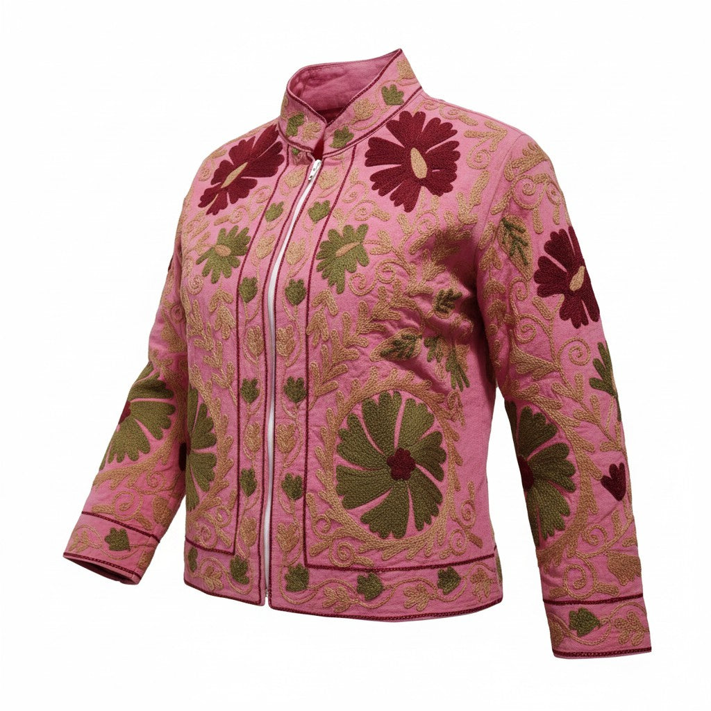 Cotton Suzani Jacket - Pink