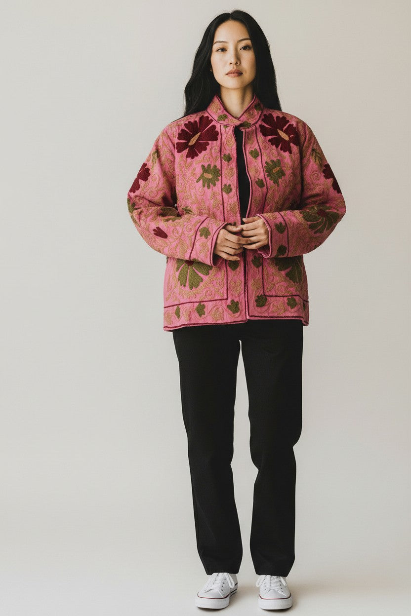 Cotton Suzani Jacket - Pink
