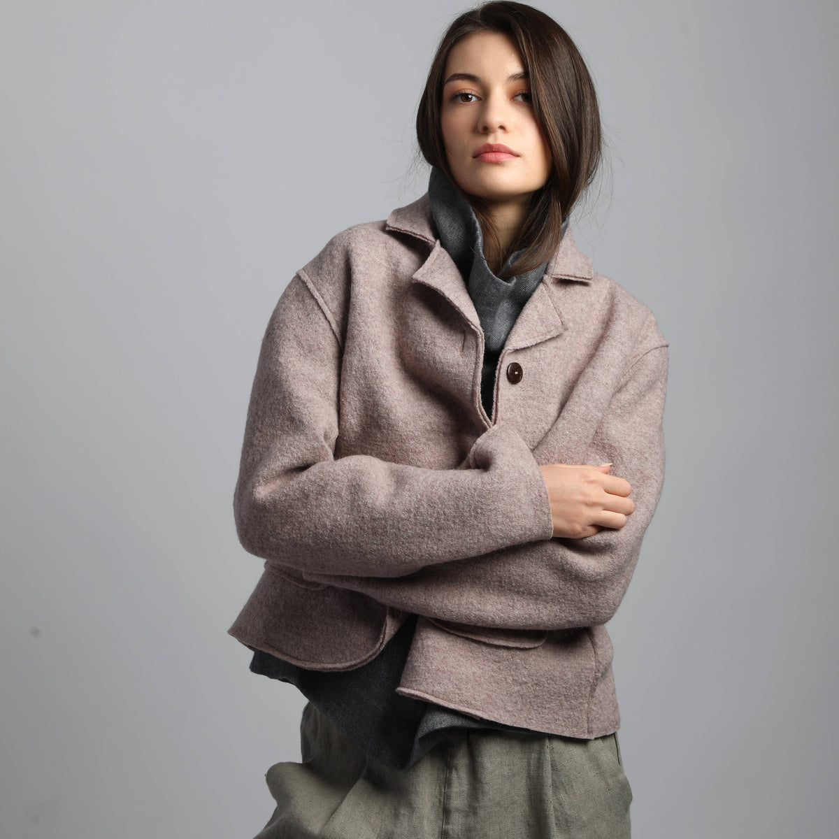 Blazer QUINN Knotium in lana cotta, sabbia melange