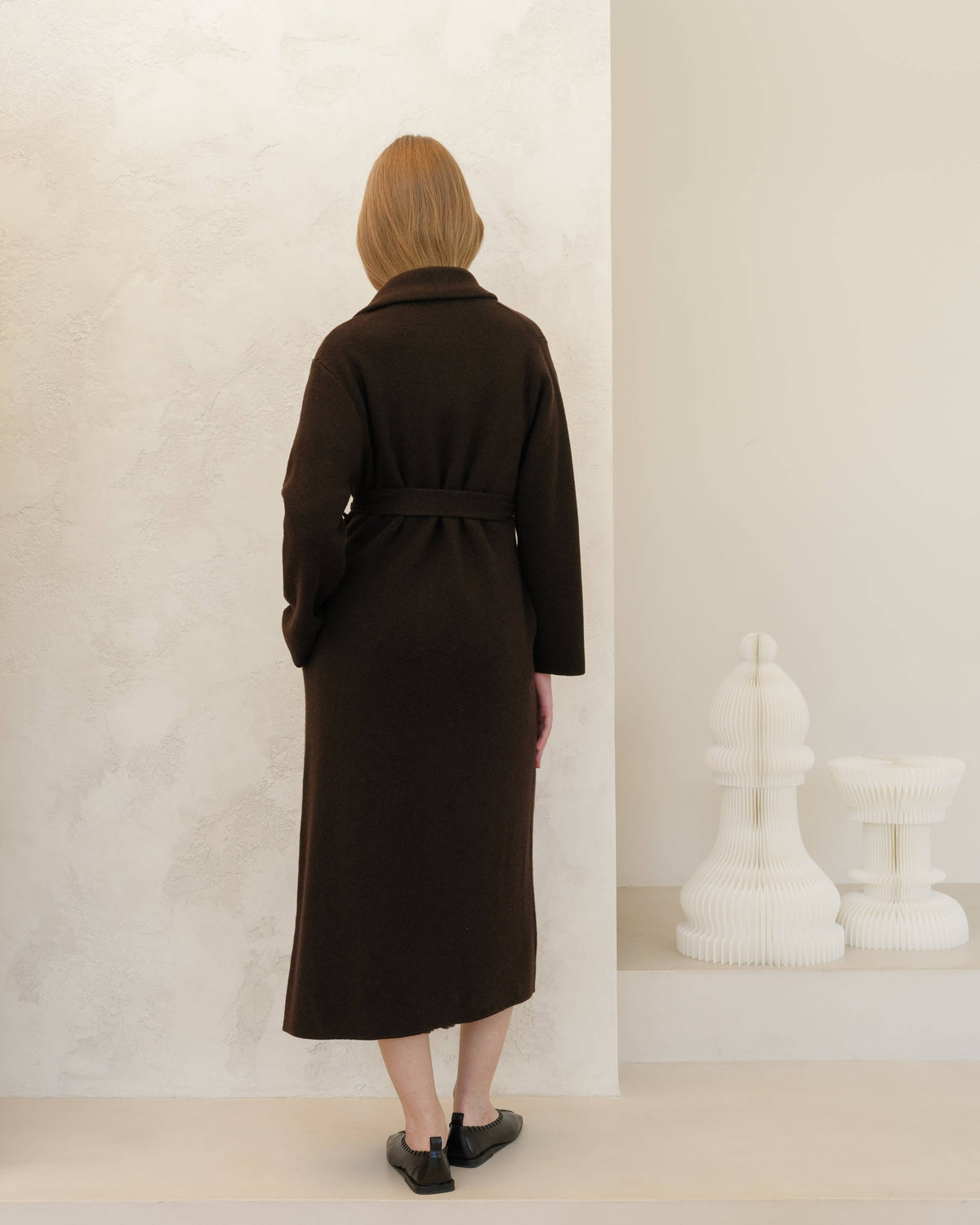 Cappotto cardigan maxi Lèmme in cashmere mix con cintura, nero, taglia M