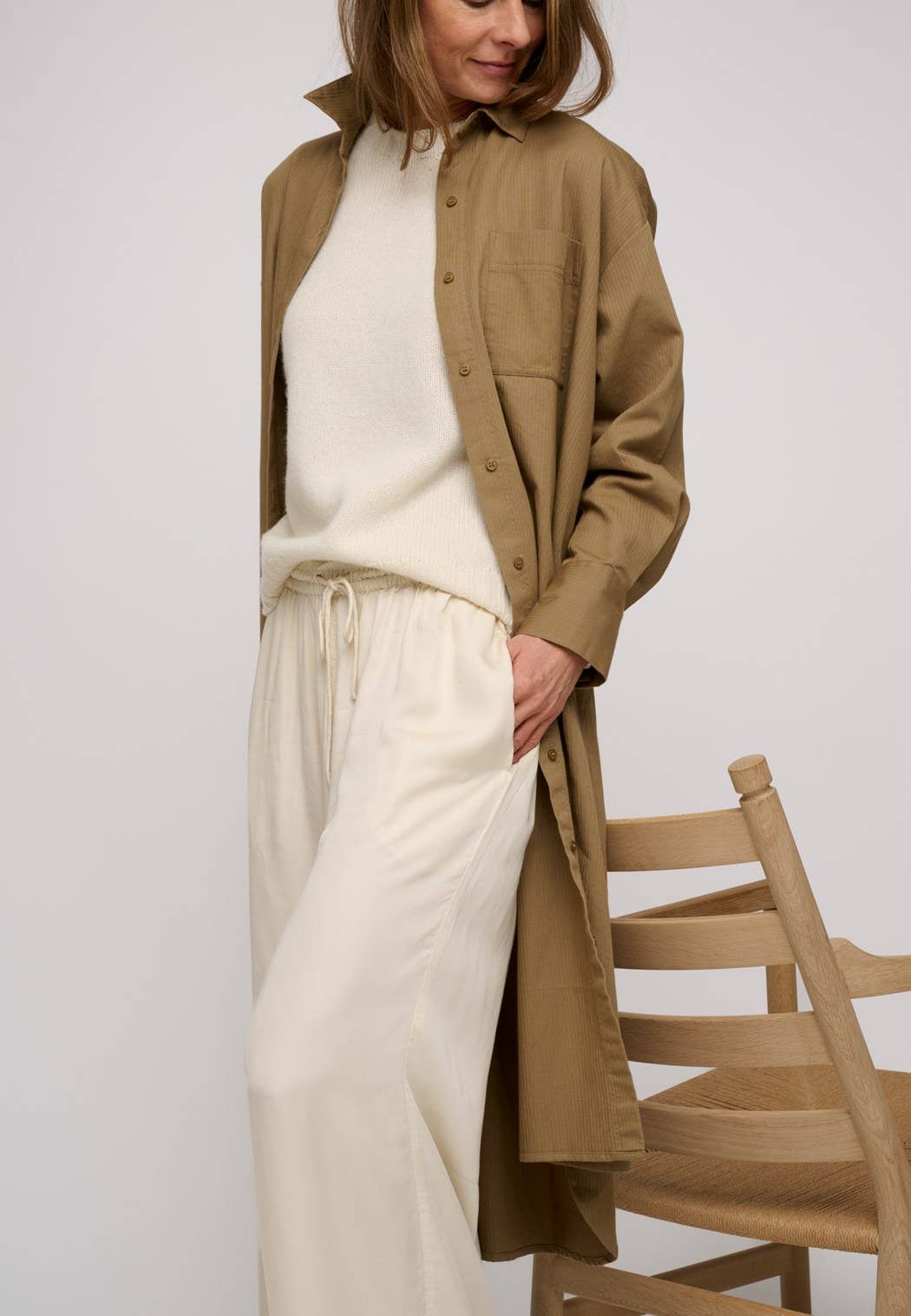 Maglione Sienna moshi moshi mind in lana riciclata, ecru, taglia S