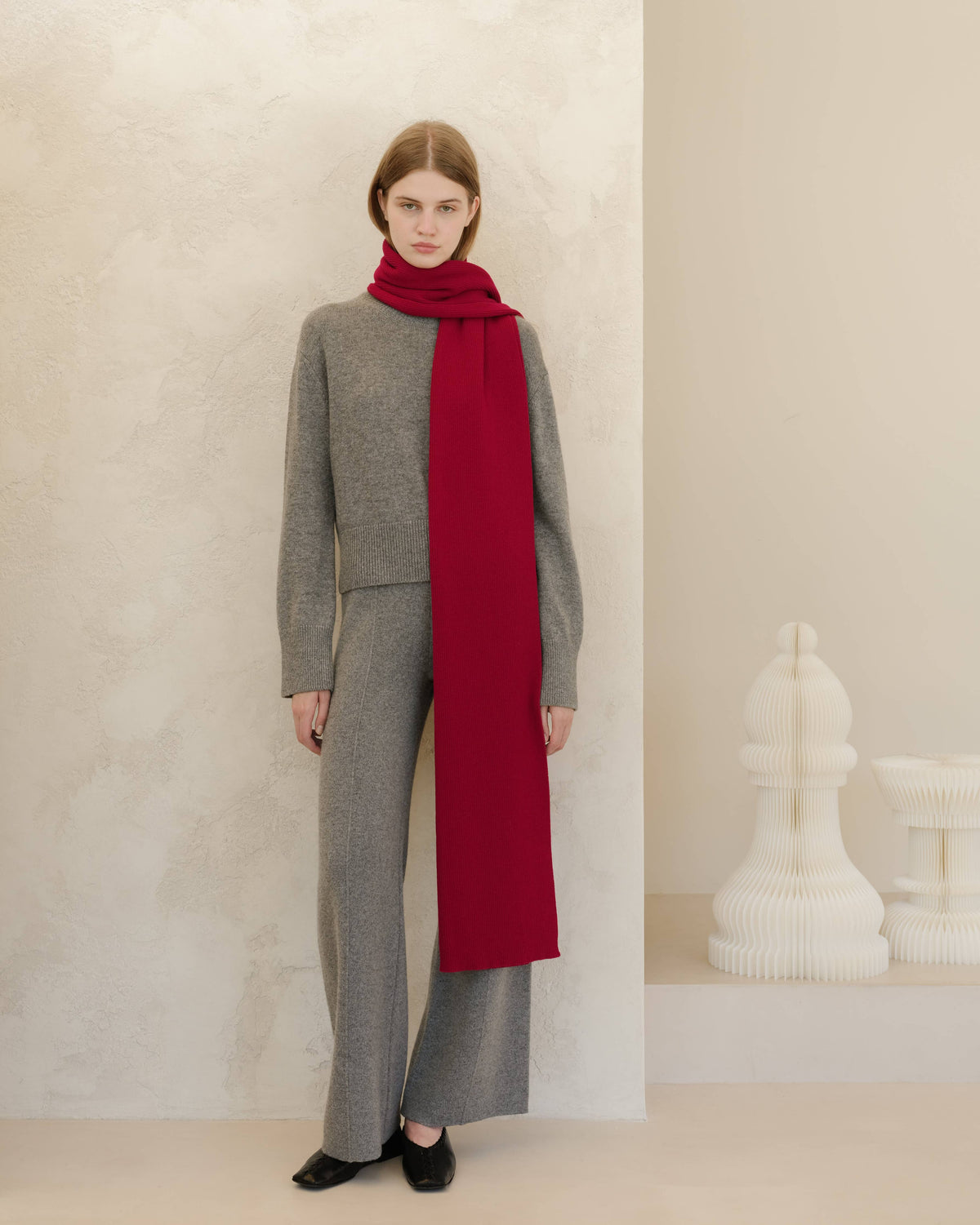 Pantaloni a gamba larga Lèmme grigio acciaio in cashmere mix