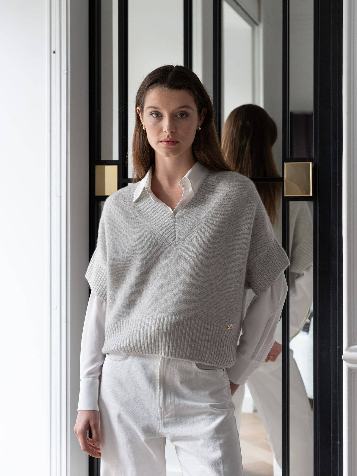 Maglia Lara in cashmere e seta di tonalità neutra, BEL Cashmere