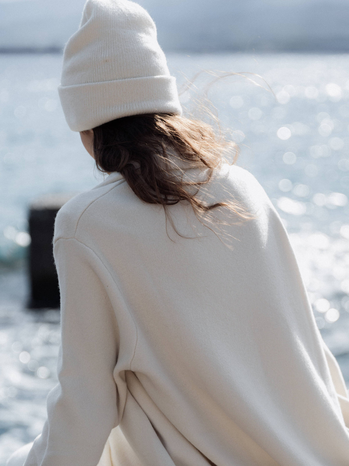 Cappotto cardigan maxi Lèmme in cashmere mix con cintura, bianco naturale, taglia L