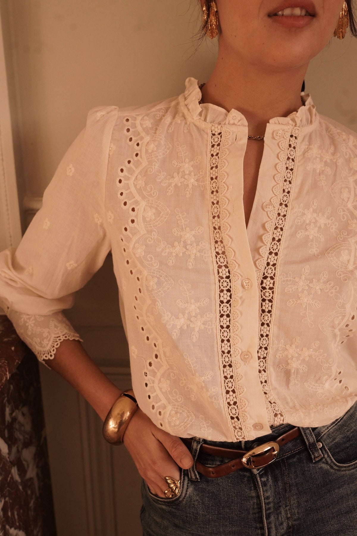 Blandine shirt: Blanc / L