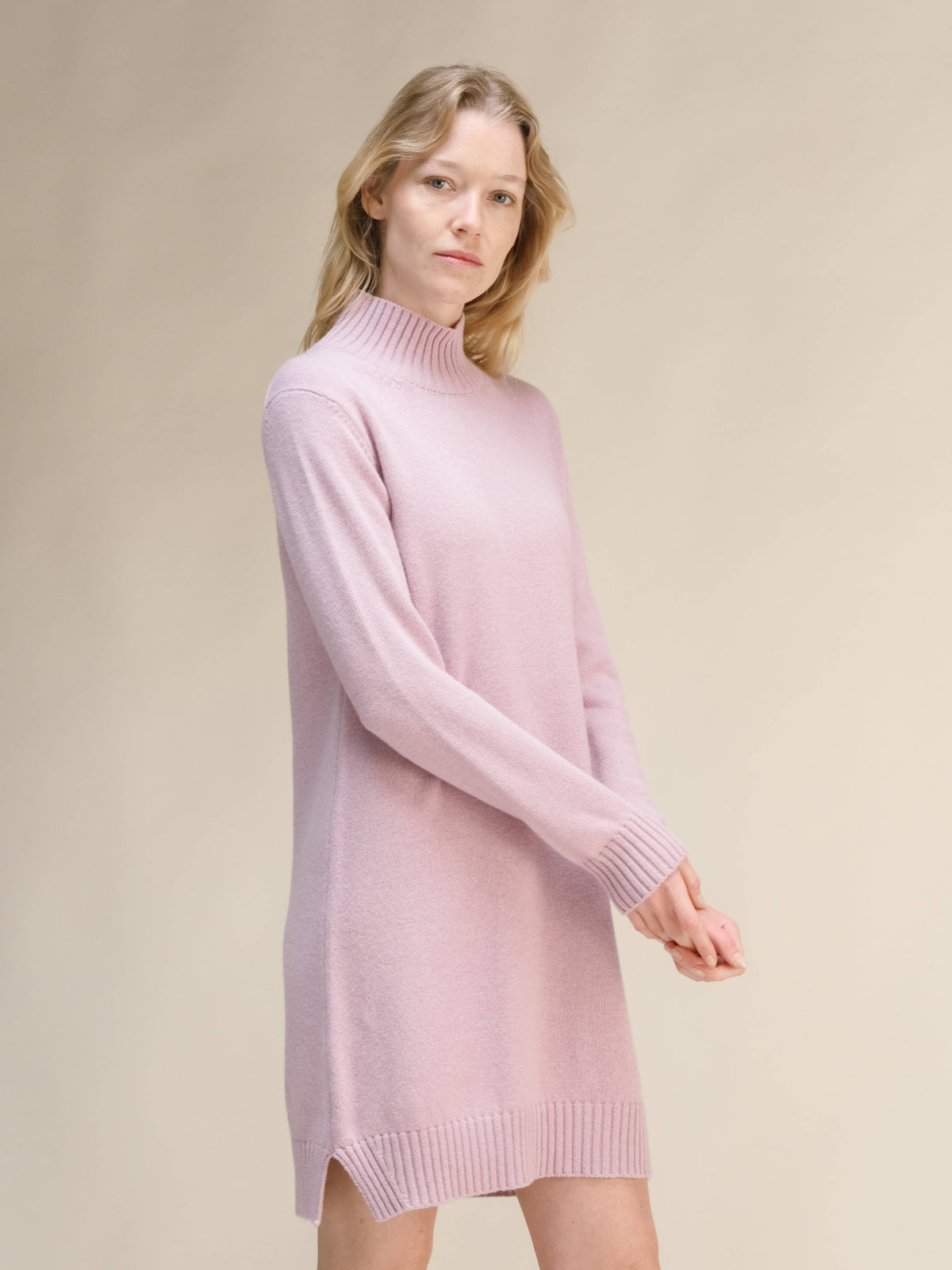 Abito midi collo alto Lèmme in cashmere mix, beige, taglia M