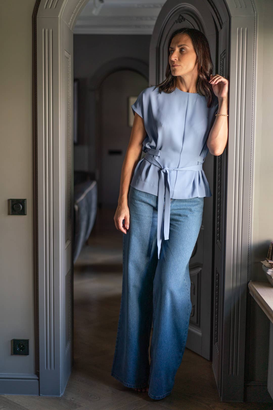Jeans Harlem CAPSULE a gamba larga in denim di cotone, blu, taglia L