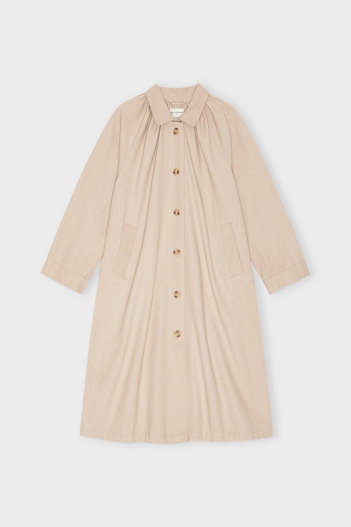 Cappotto lungo Eloise moshi moshi mind in tela di cotone biologico, beige, taglia L